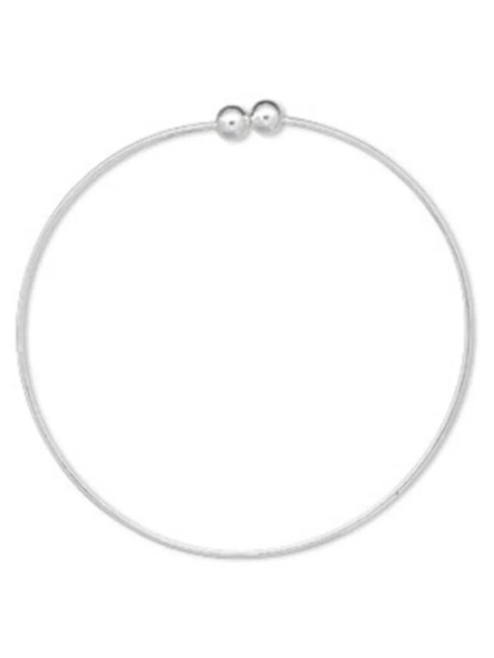 Silver Plated 73mm Round Ball Beading Bangle Blank Bracelet Finding